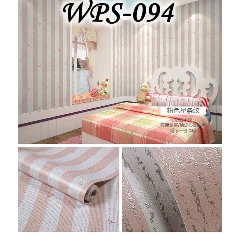 Wallpaper dinding tema 5M 094 PINK LINE N STAR
