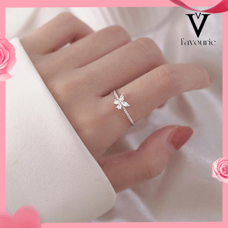 [COD]Cincin Kupu-Kupu Berlian Flash Cincin Jari Telunjuk Fashion Wanita Sederhana-FA