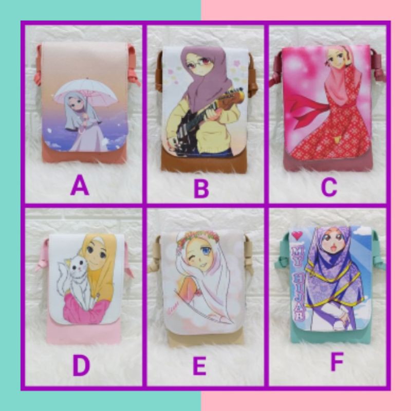 * EDISI HIJAB * SLING BAG SLING PHONE HP PRINTING TAS FASHION LUCU