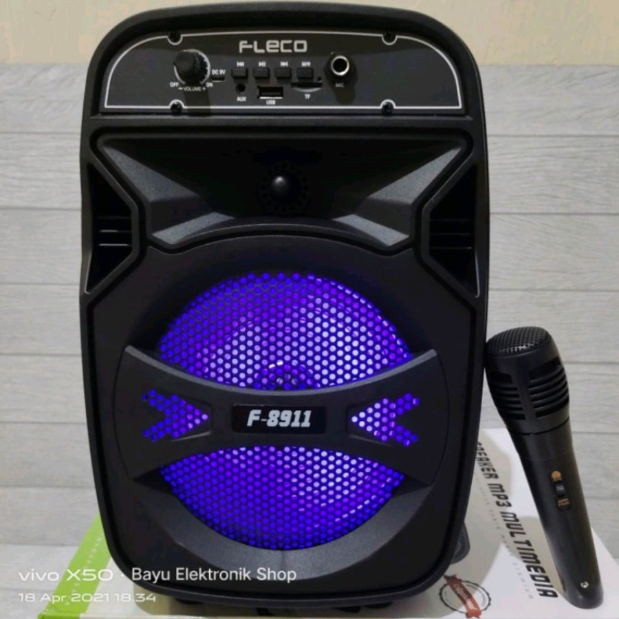 FLECO F 8911 SPEAKER BLUETOOTH PORTABLE SUPER BASS GRATIS MIC KARAOKE