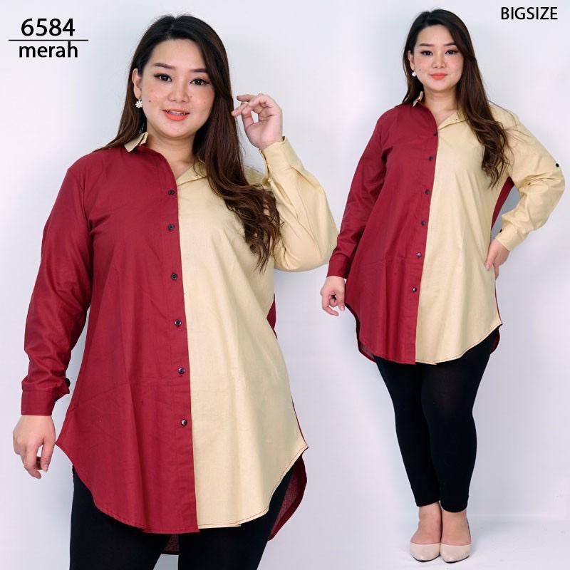 BAJU Atasan Kemeja 6584 WANITA KOREAN STYLE 2 Warna BAJU IBU HAMIL MENYUSUI XXL XXXL KERJA KANTOR KA