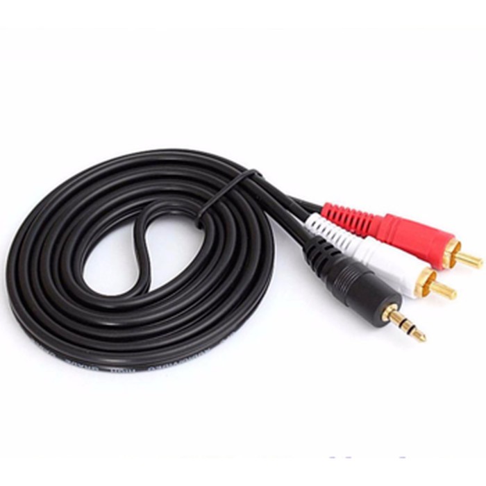 Cable Aux 3.5mm To Rca 2 1.5m gold stereo standard - kabel audio 3.5 to av video rca2 1.5 meter