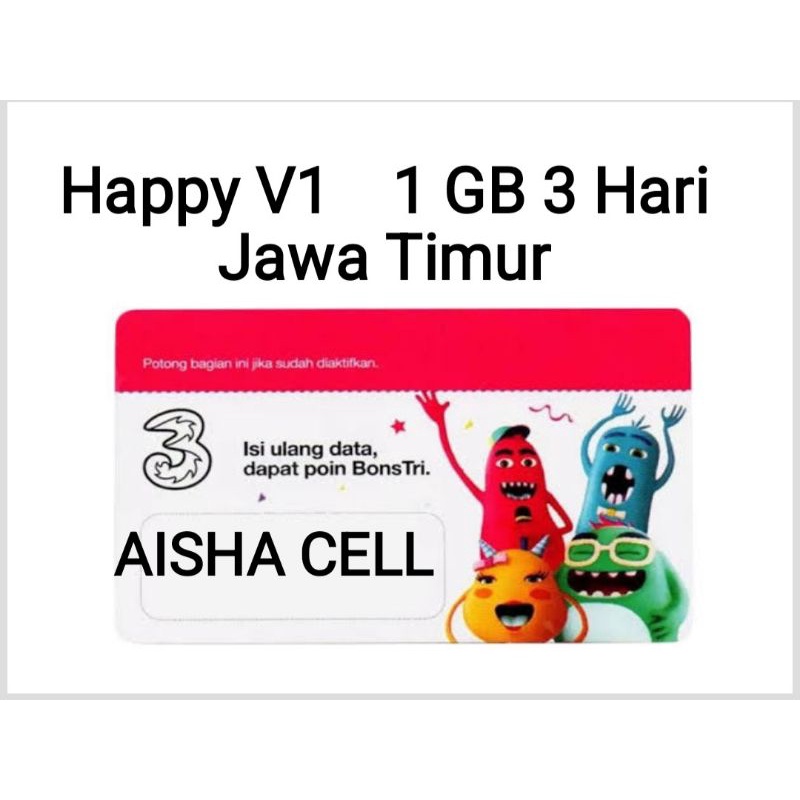 Voucher 3 Tri Happy 1GB 3 hari V1 Jawa Timur