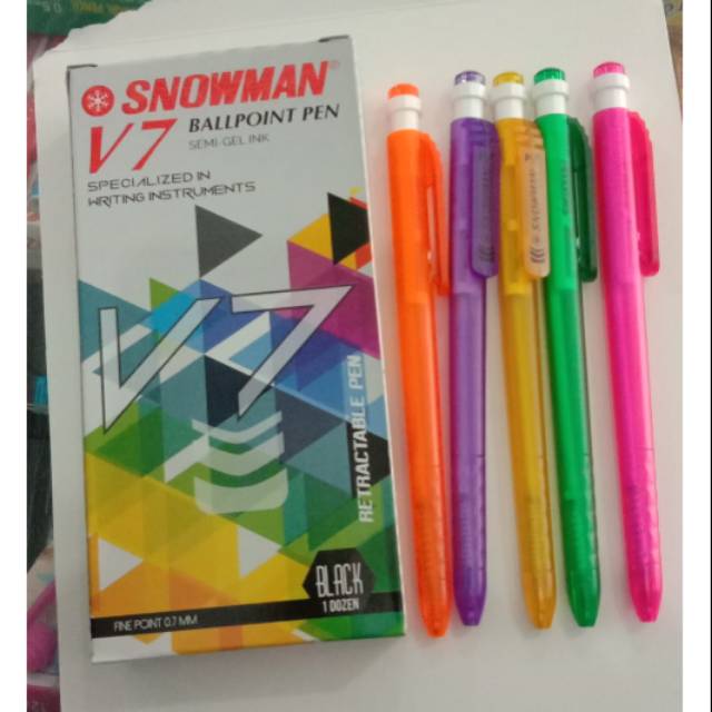 

Bolpen/pulpen snowman V7-0.7 isi 12 biji
