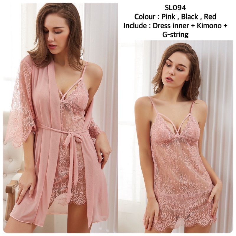 Lingerie Kimono Dress Sexy Oneset/ Baju Tidur Sexy Wanita / Lingerie Kimono / Kimono Transparan 94