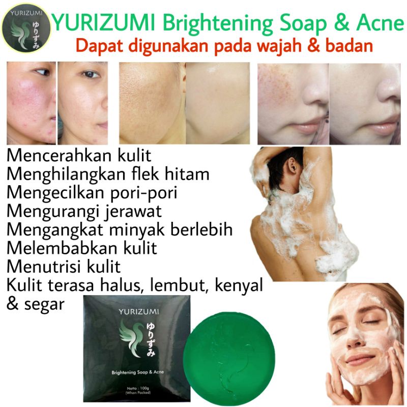 Yurizumi Brightening Soap &amp; Acne / Sabun Yurizumi 100% Original BPOM / Sabun Pencerah Kulit Wajah &amp; Badan / Sabun Menghilangkan Jerawat / Sabun Menghilangkan Flek Hitam / Sabun Pengecil Pori-Pori / Sabun Pemutih Kulit / Sabun Mengangkat Minyak Berlebih