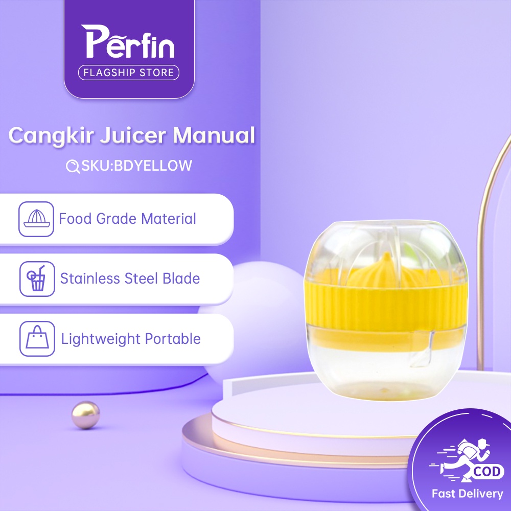 Perfin Blender Mini Alat Dapur Manual Mini Lemon Press Alat Memasak Sehat Juicer 100% Warna Acak