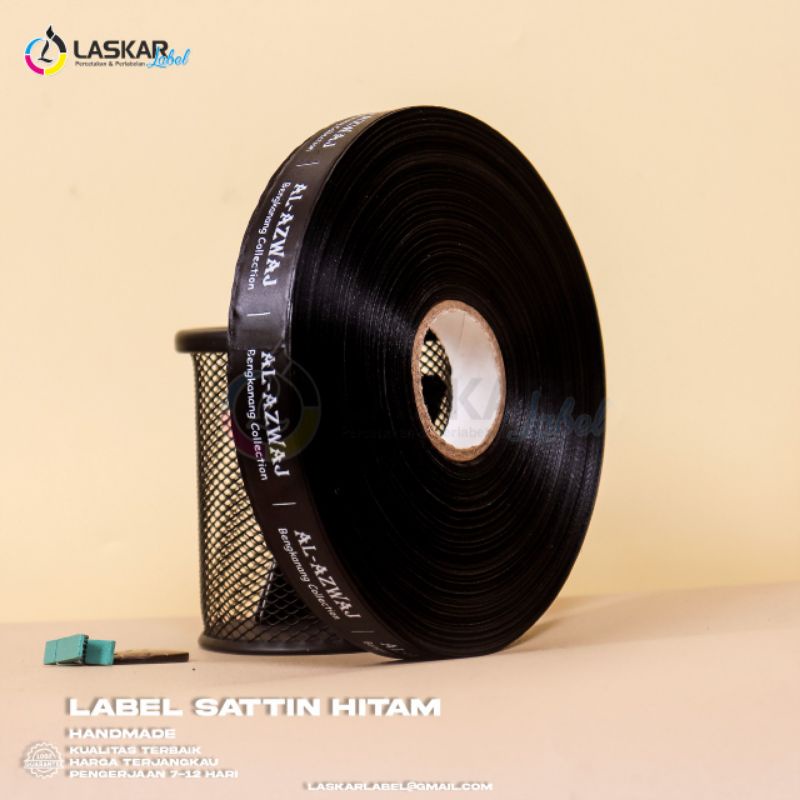 label satin hitam / label satin prin / satin merek