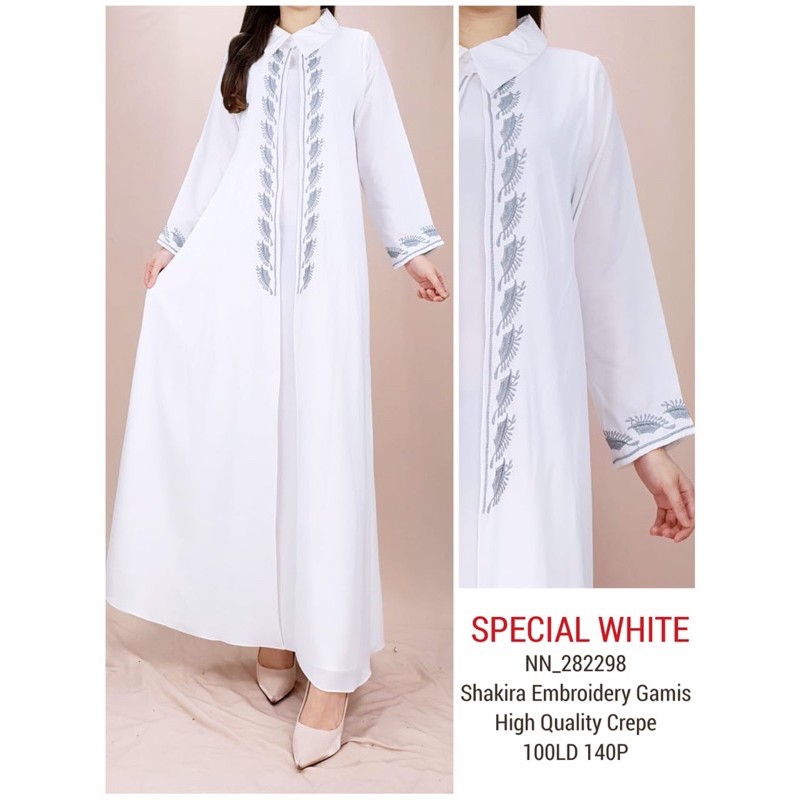 SHAKIRA GAMIS PUTIH BORDIR PREMIUM
