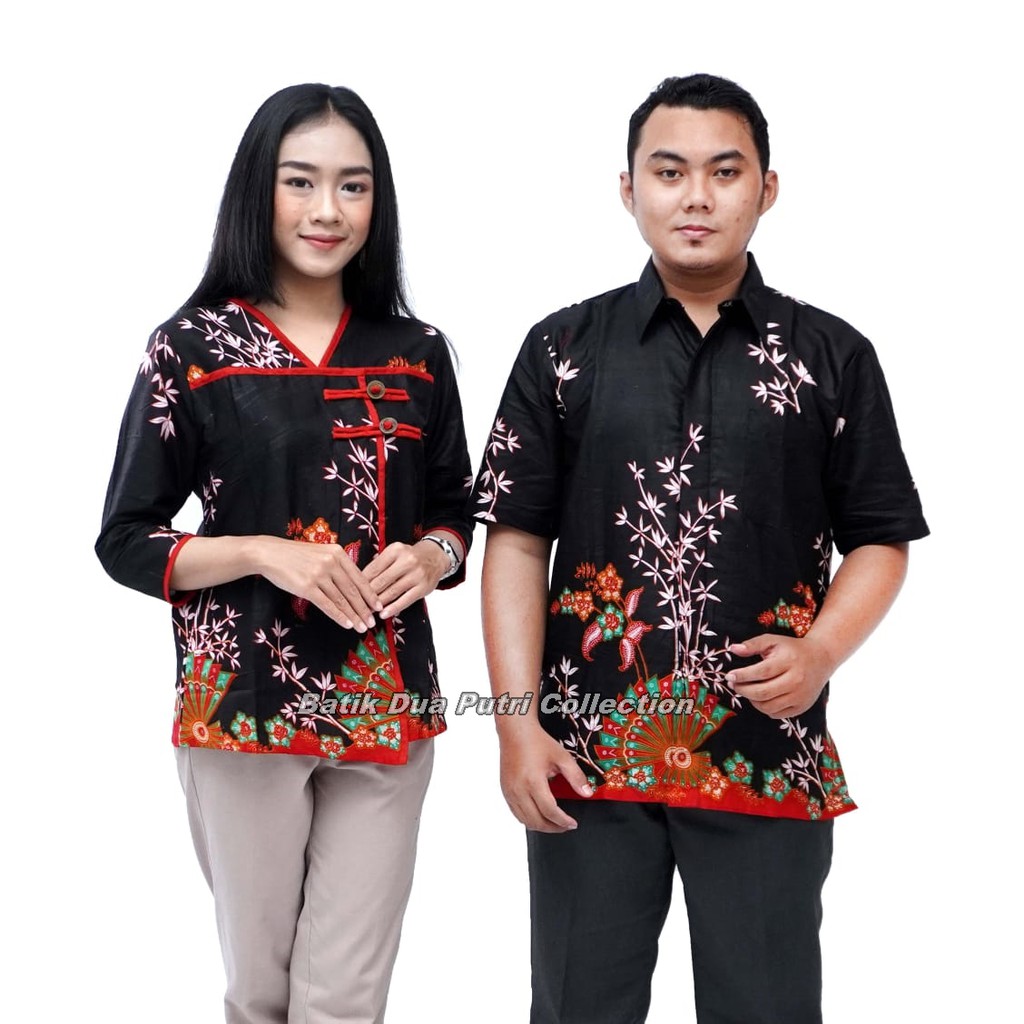 Couple Batik Blouse Wanita Kemeja Pria Kipas Ratu Kipas By Batik Dua Putri