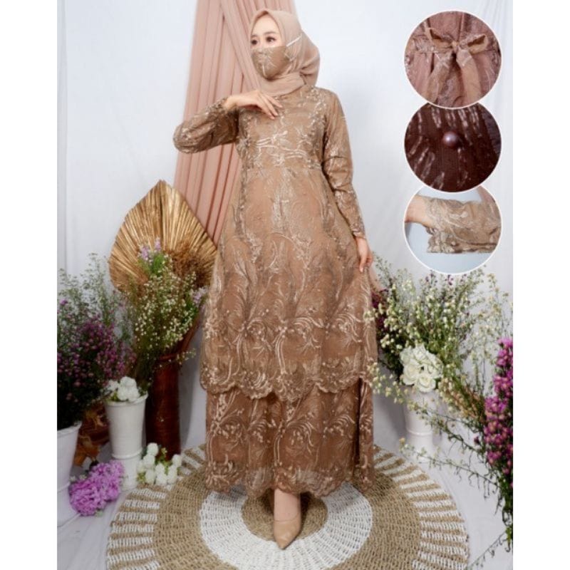 Gamis Tille Tingkat Gamis Maxi Brokat Gamis Kondangan Gamis Brukat Kebaya Gamis Malaysia- By Click F