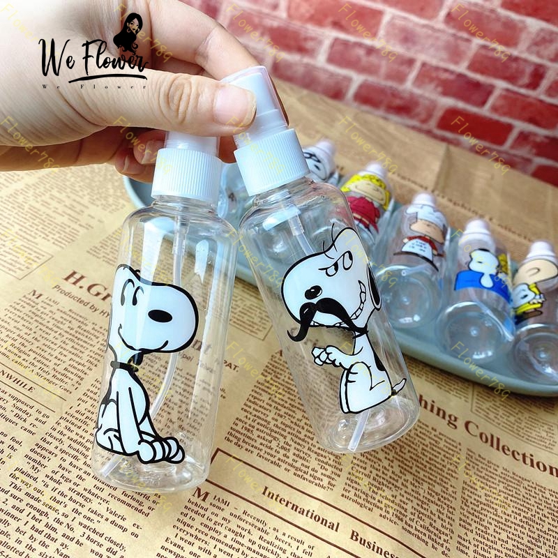 (We) Botol Kosong Bahan Plastik Desain Snoopy Kartun Kapasitas 100ml Portabel Untuk Kosmetik/Makeup