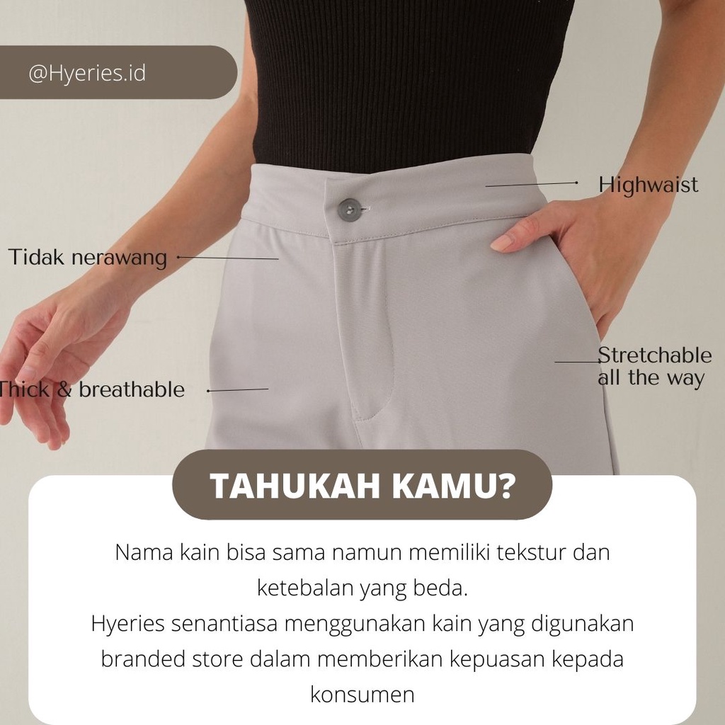 HYERIES COMFY ++ Haneul Highwaist Pants / Celana Panjang Wanita /  Ankle Pants / Celana Ankle / Long Pants / Celana Kerja Wanita / Slim Fit Pants / Celana Kasual Wanita / Celana Hitam / Celana Pensil Wanita / Celana Scuba / Celana Korea