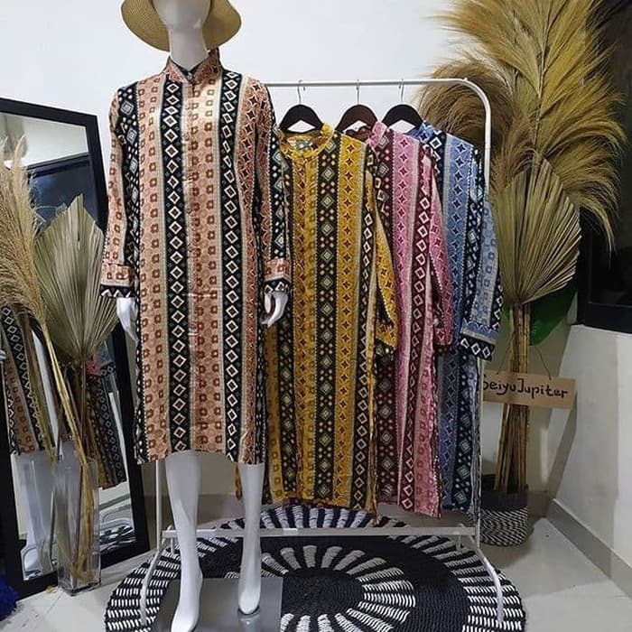 Long Tunik motif etnik belah samping busui