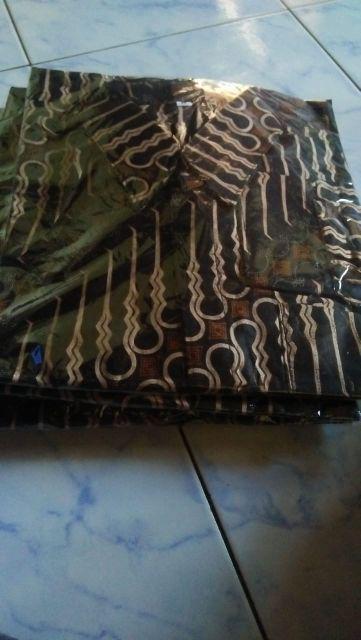 Kemeja Batik Pria Lengan Panjang Size M L Xl Xxl  Bswart Batik Hrb026 Kenongo Hem Panjang Padi