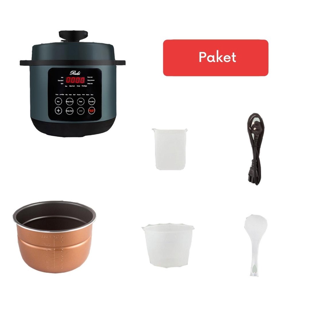 [BELIMART] Pressure Cooker | Slow Cooker | Rice Cooker Electric Green 5 Litre | Mesin Alat Presto Steam 5 Liter