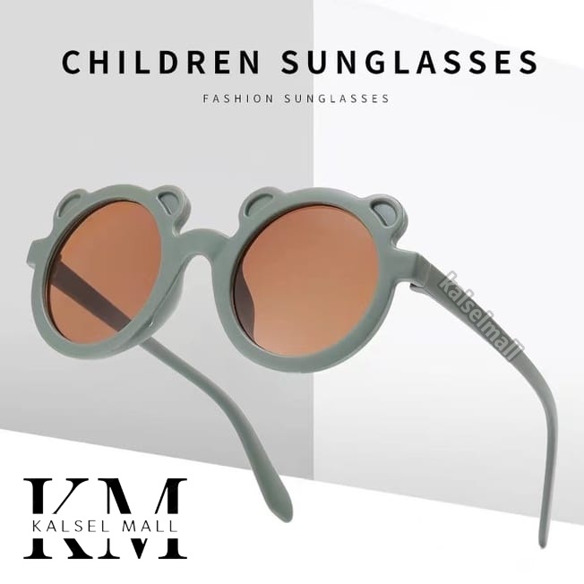 Kacamata Anak Beruang Fashion Bingkai Telinga Beruang Kaca Mata Anak Cowo Cewe Hitam High Quality Kids Sunglasses Murah Import Anti Ultraviolet Bayi Balita Trendy Kartun Import Anti Silau Sinar Matahari Antiradiasi KCA3