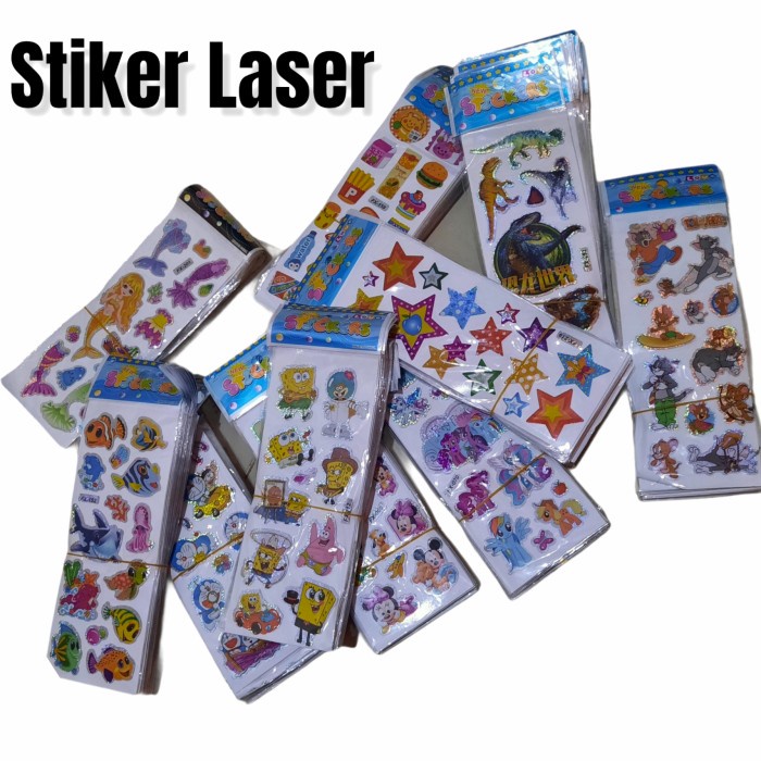 

Stiker tempelan sticker laser karakter timbul mainan anak murah meriah