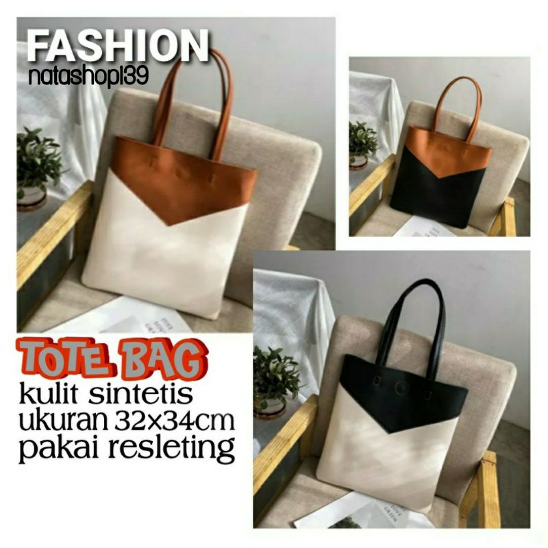 TOTE BAG Tas Bahu Tas Jinjing Bahan Sintetis Pakai Resleting