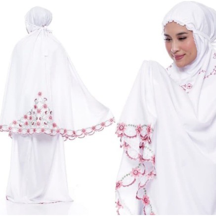 Mukena bordir pinggul raisa warna bahan katun mikromukena best seller