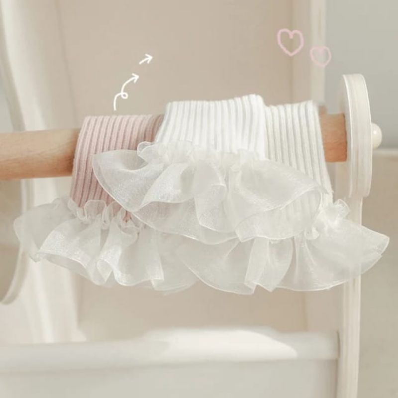 Kaos kaki anak bayi renda organza / Baby lace socks double layer