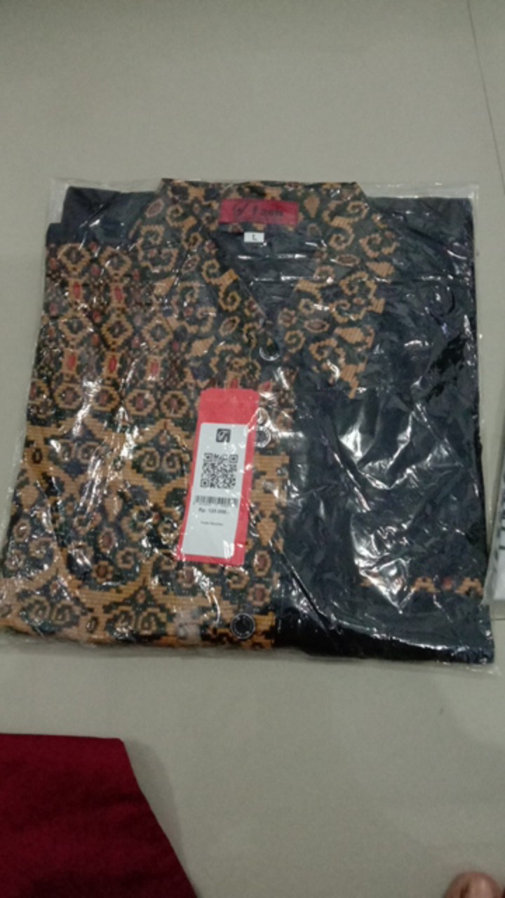 Trolistore Grosir Baju Batik Motif Pelektif Pelekpol Batik Atasan Kemeja Pria Kombinasi Hitam Polos