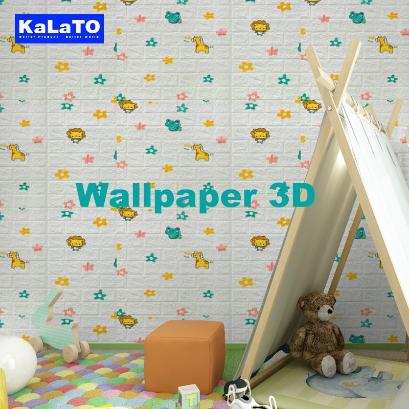 (KaLaTO) Wallpaper dinding 3d motif gambar wallfoam Dekorasi Kamar murah 70x77cm-5