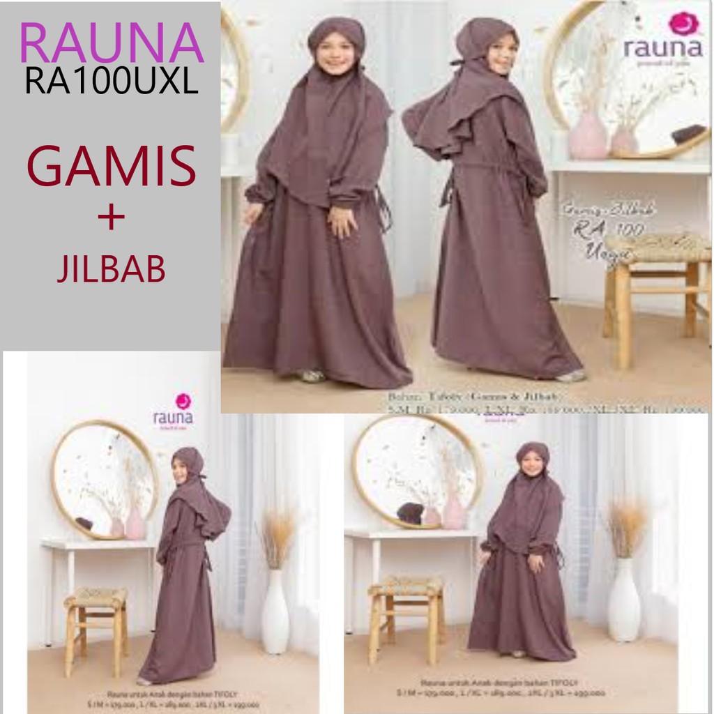 RAUNA RA100UXL Gamis Rauna Anak kekinian Gamis Remaja  10-13 Warna Ungu