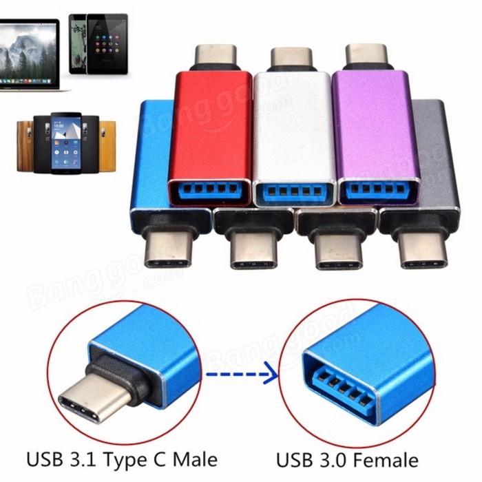 OTG Tipe C Bahan Metal Premium Type C Male to Female USB Konektor HP Converter On The Go Connector