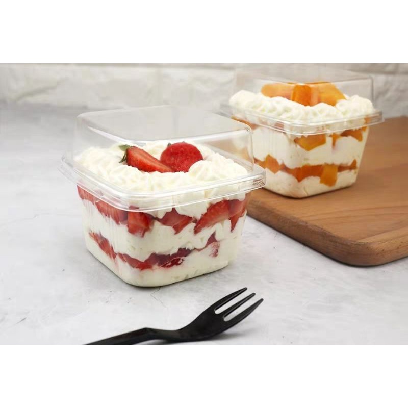 1pc box plastik mika/box kue/dessert/pudding/cup puding/cup salad/cup pudding/bowl pudding