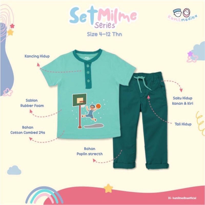 SET KURTA MILME SERIES BY KAMIL MEDINA KEMKO SET KOKO UNTUK ANAK USIA 3-13 tahun power of Upright