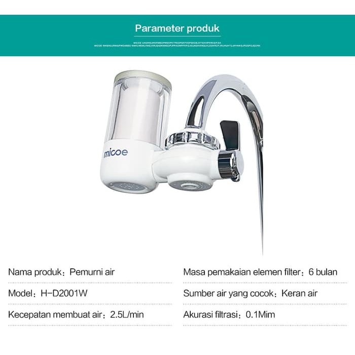 MICOE Pemurni Air kran Filter kran dapur total dapat 4 filter elemen