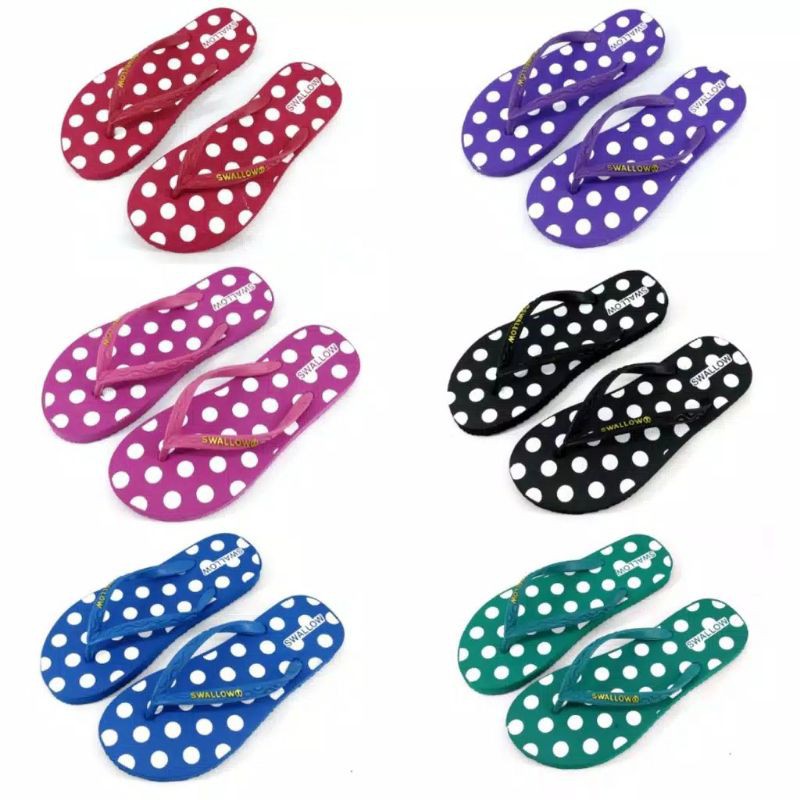 Sendal Jepit Swallow Wanita Motif Polkadot SIZE 9.- 10.5 ORIGINAL