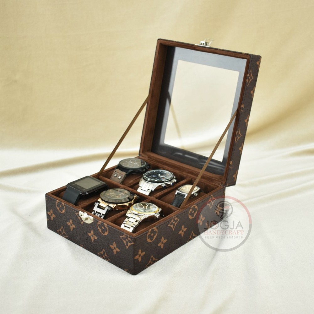 Premium Motif Kotak Jam Tangan Isi 6 / Tempat Jam Universal / Box Jam / Watch Box Organizer