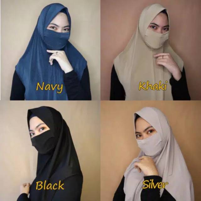 Hijab Masker Nicob/ Bergo instan/ Kerudung Masker