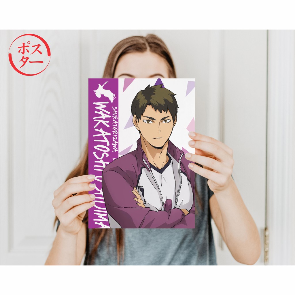 Koleksi Poster Anime Haikyuu A -  Hinata Kageyama Tsukishima Oikawa Kenma Bokuto Atsumu  - Size A4+-Ushijima A