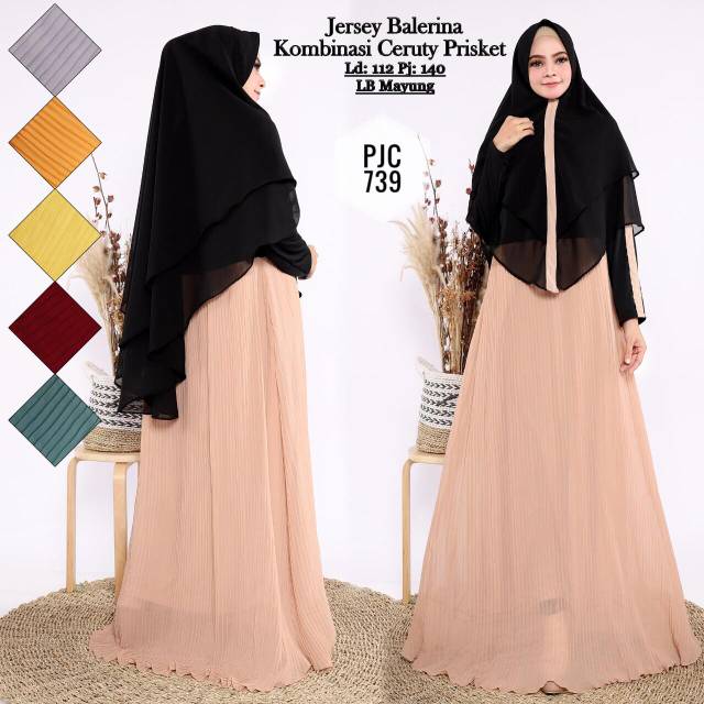 Gamis syari plisket pjc 739 / good quality