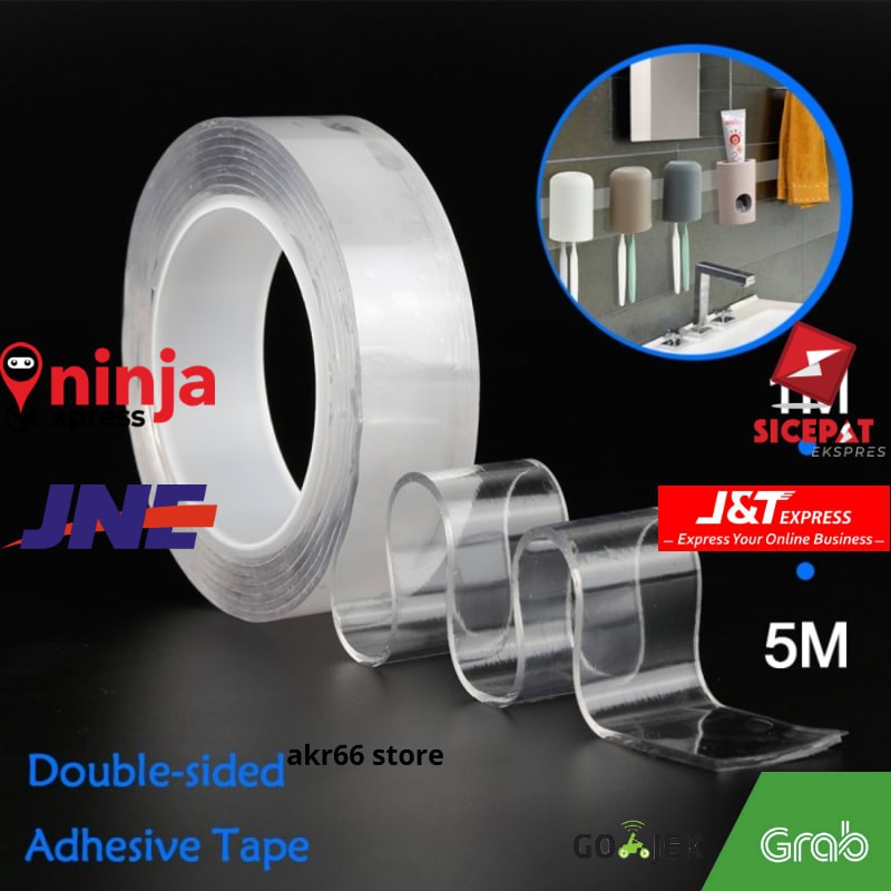 

DOUBLE TAPE TRANSPARENT NO TRACE WASHABLE STICKER (3 X 0.1 CM) 3 METER PROMOSI