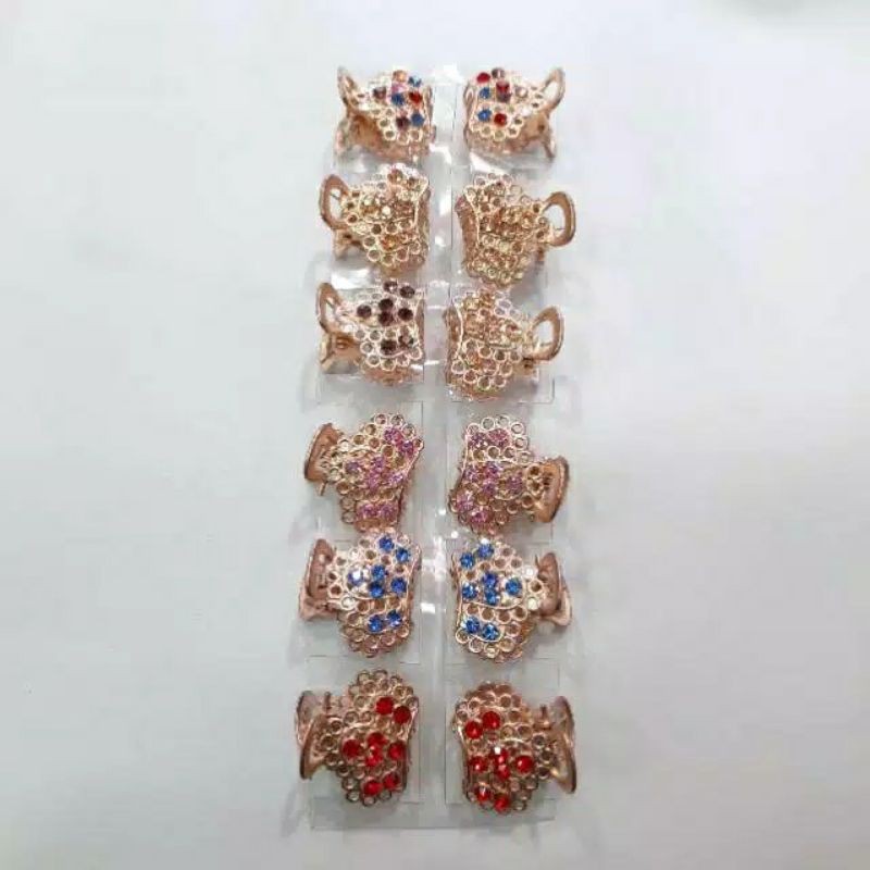jepit rambut poni emas besi isi 12 pcs