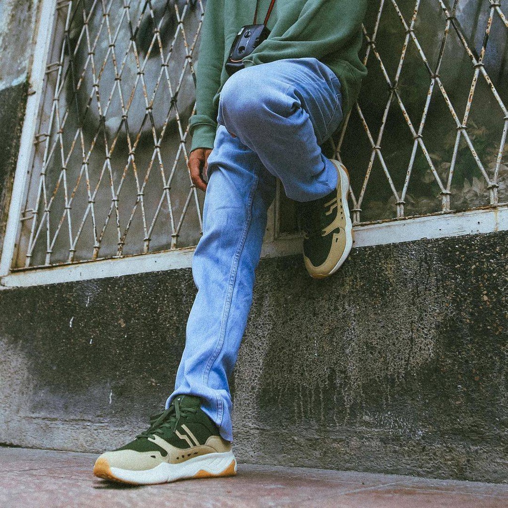 piero ergo street green sneakers sepatu running