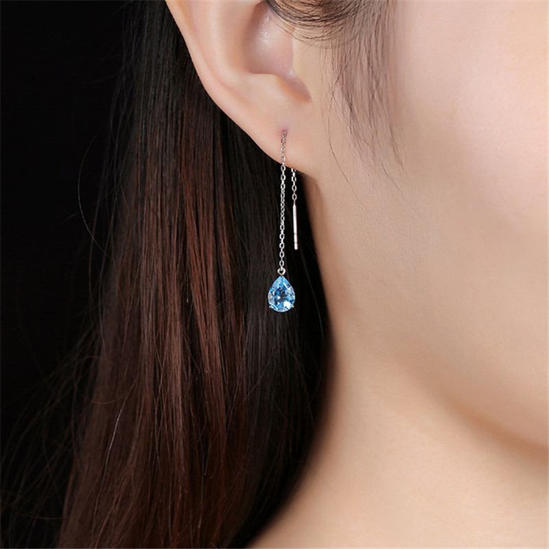 Anting Sapphire Panjang Model Simple