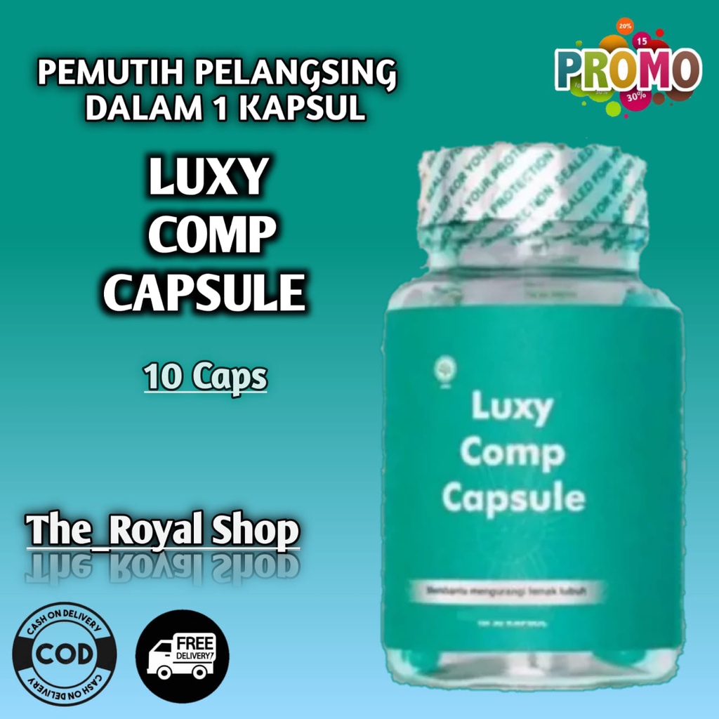 (TERLARIS) LUXY COMP CAPSULE WHITENING SLIMMING ASLI ORIGINAL PEMUTIH PELANGSING DALAM SATU KAPSUL ( Suplemen All In One ) Luxy Comp Capsule Whitenning Slimming Non Teh Pelansing Badan dan Perut Obat Diet Non Natur e Collagen Colagen SFT-3