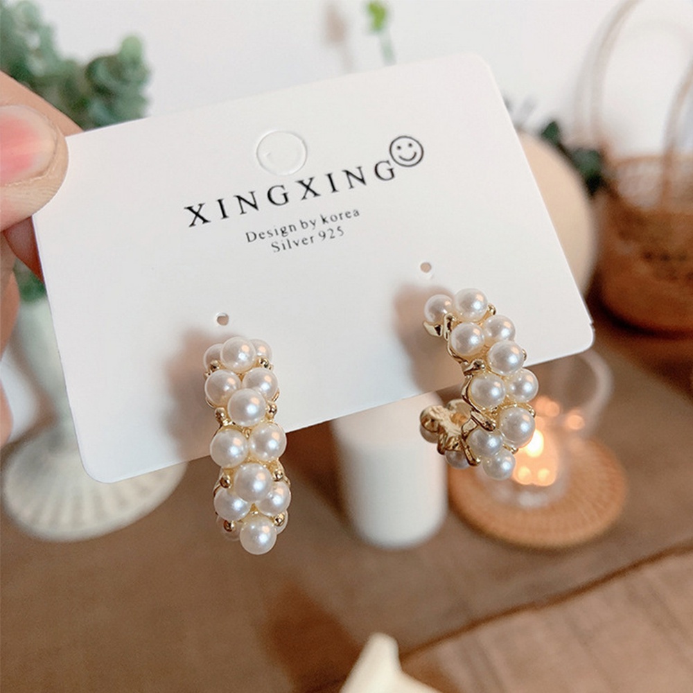 Needway  New Hoop Earrings Fashion Stud Earring Pearl Earrings Women Pearl Circle Korean Gifts Handmade Vintage Fashion Jewelry/Multicolor