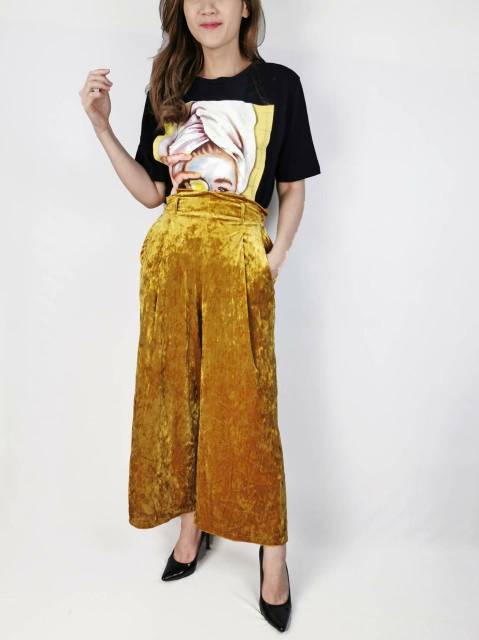 UNIQLO BY GU golden &amp; pink velvet cullote (No Belt)