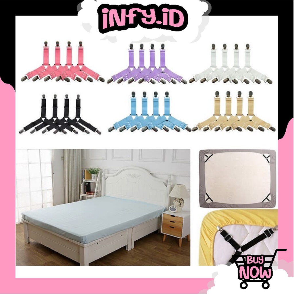 INFY - R512 Penjepit Sprei Anti Geser Jepitan Sprei Pengait Sprei Penjepit Seprei (1 Set Isi 4 PCS)