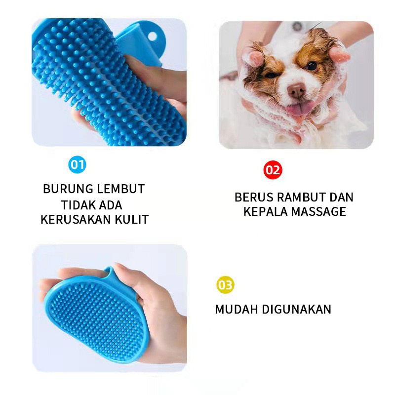 Sikat Mandi Peliharaan Sisir Mandi Kucing Sisir Karet Anjing Kelinci karet hewan Sisir Bulu Kucing Dan Pijat Grooming