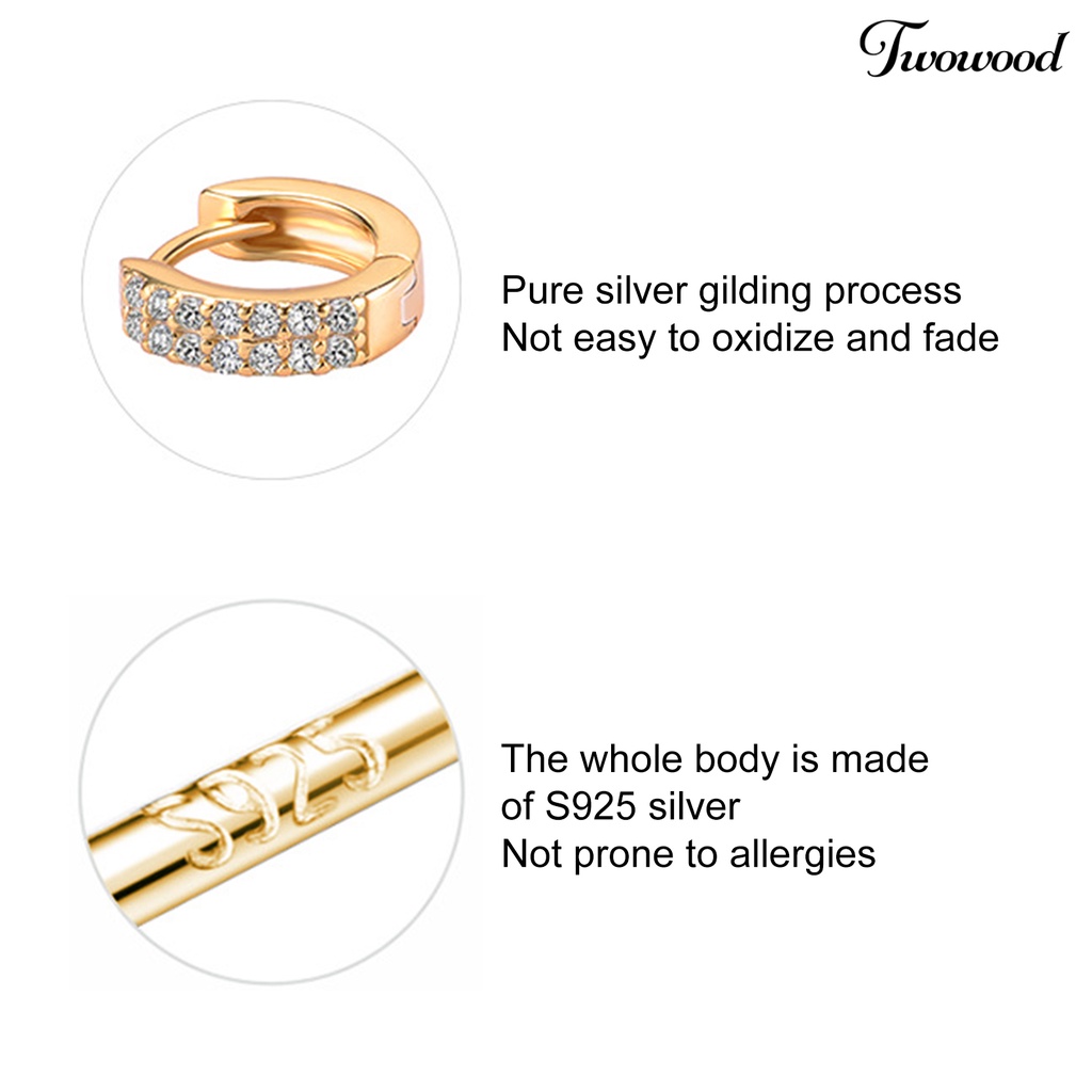 1 Pasang Anting Stud Bentuk Lingkaran Geometris Bahan Tembaga Aksen Kubik Zirkonia Untuk Harian