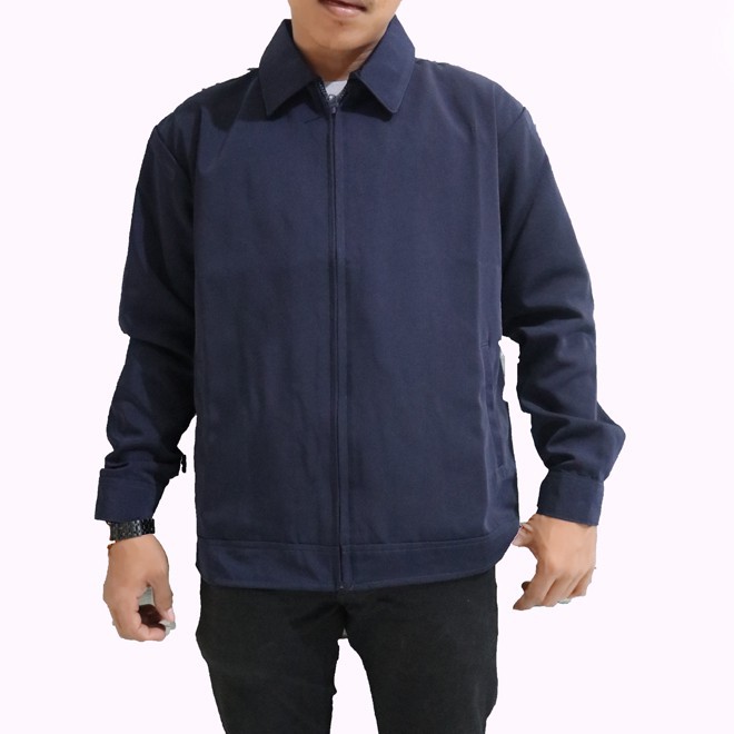 (COD) Jas Jaket Semi Formal Casual Navy Kuliahan Kantoran/ Jasket Premium Simple Biru Dongker Santri