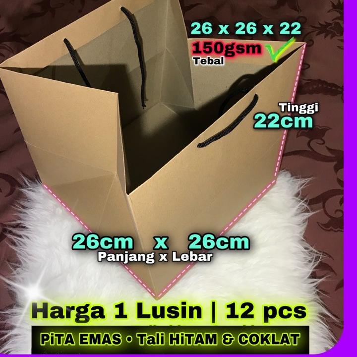 

paper bag kotak polos BOX NASI KOTAK Bento 26x26x22 / Harga 1 LUSIN 12 pcs