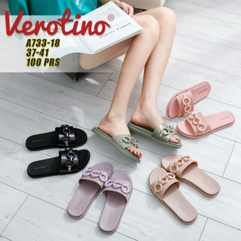 A733-18 Verotino  SANDAL WANITA JELLY IMPORT CROP MODEL RANTAI
